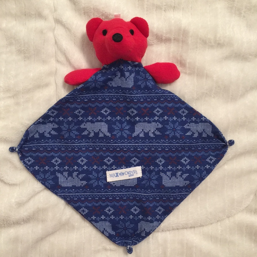 Max & Olivia Red Blue Bear Polar Bears Plush Baby Security Blanket Lovey